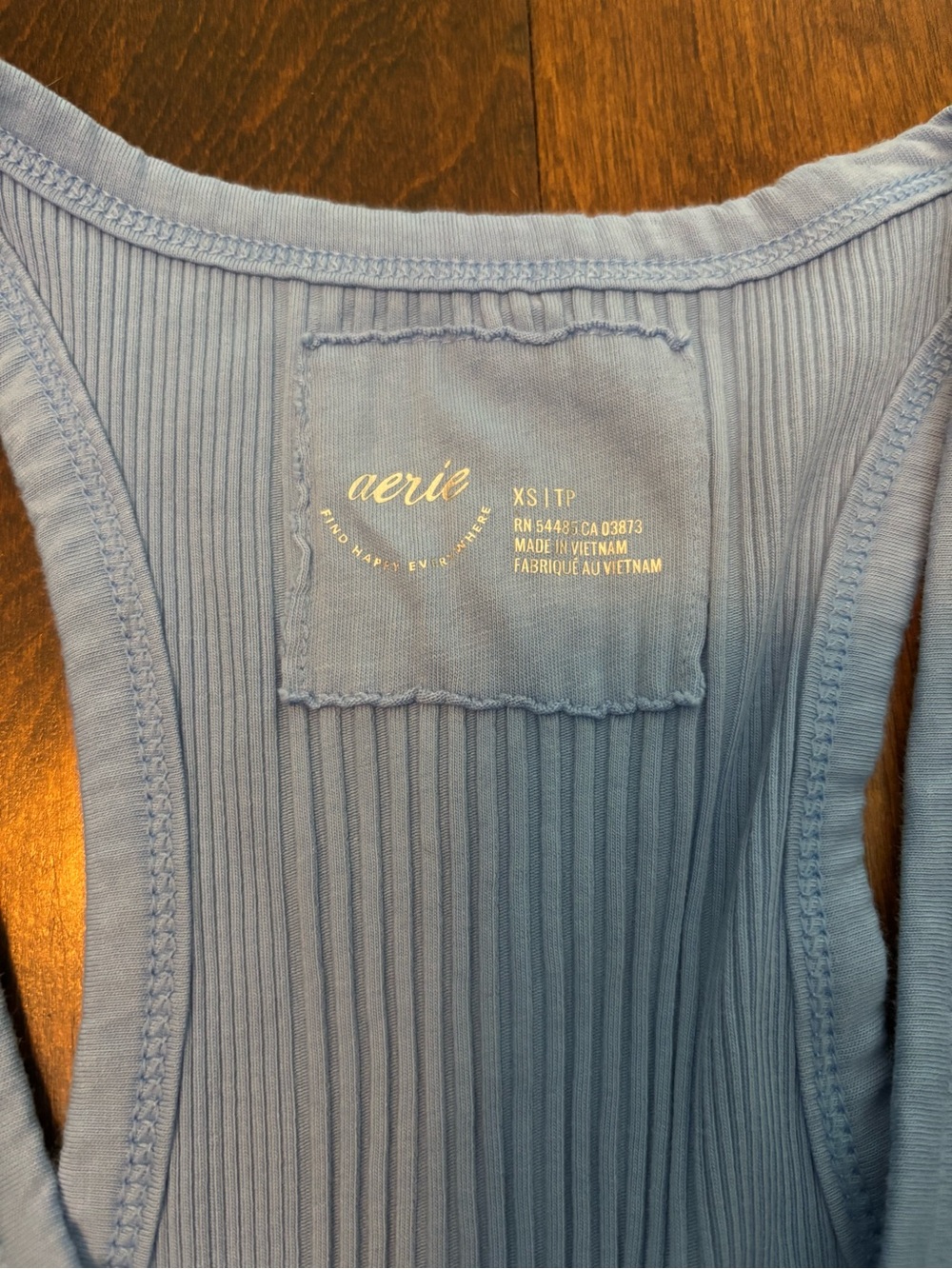 Aerie Light Blue Ribbed Henley Tank NWT Sz XS - Picture 2 of 4